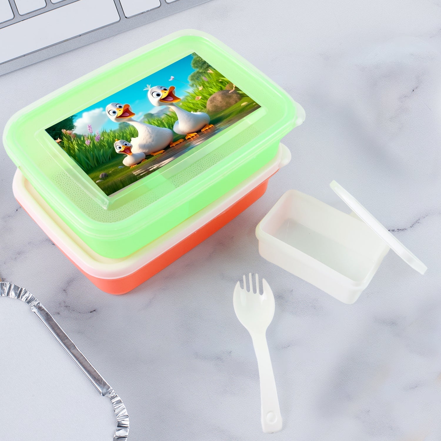 Kids Cartoon Printed Lunch Box Mix Design (1 Set) Kids Cartoon Printed Lunch Box Mix Design (1 Set)